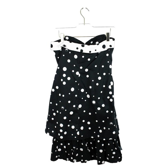 Miaou Womens Black Cat Print‎ Midi Dress Size Small Polka Dot Strapless Retro - Picture 6 of 7